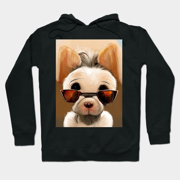 Cool Pup with Sunglasses Hoodie by RichieDuprey